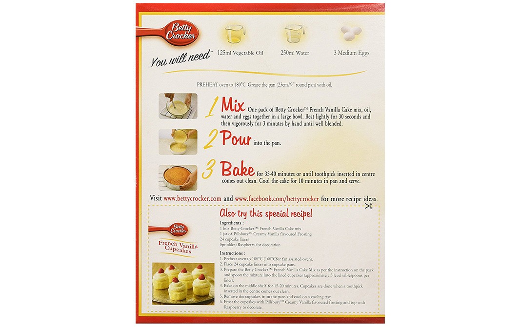 Betty Crocker French Vanilla Cake Mix   Box  520 grams